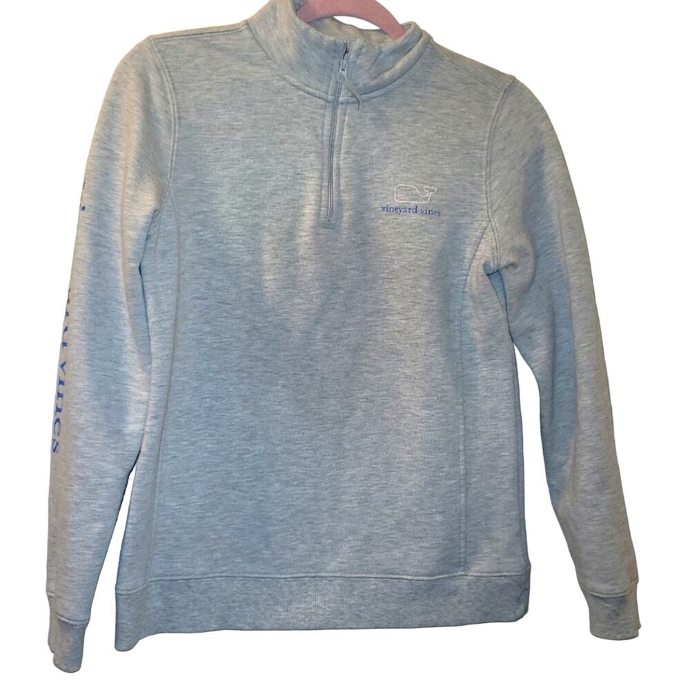 Vineyard Vines Womens 1/4 Zip Pullover Sweatshirt Gray/Pink Size XS